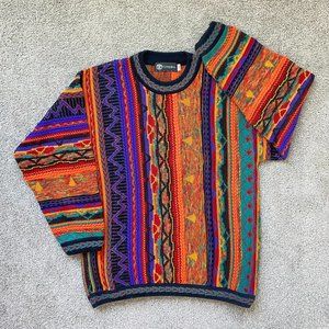 Vintage Tundra Canada Sweater Colorful COOGI Style Bright Patterns Size Large